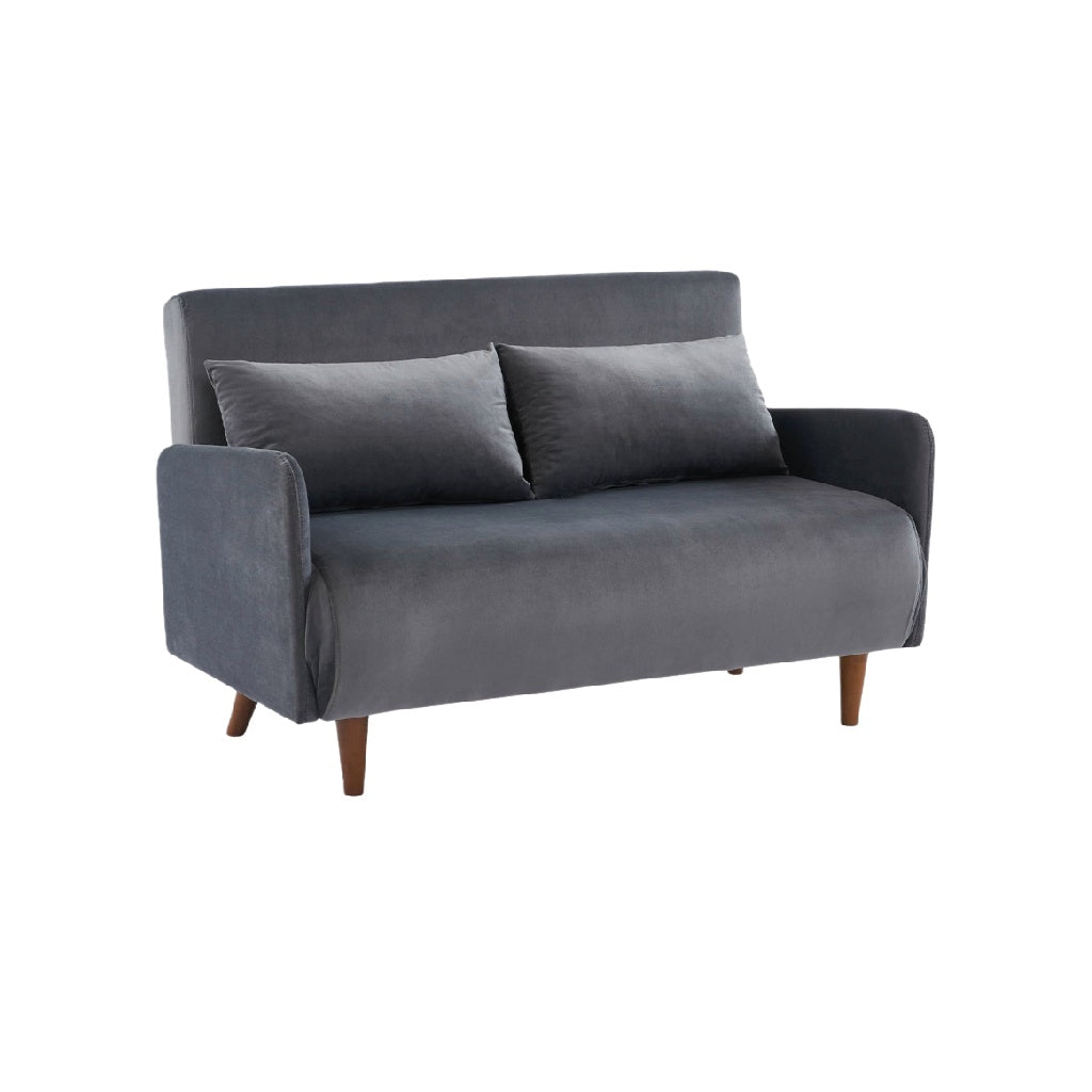 Sofá de 2 plazas tapizado en tela, color gris oscuro