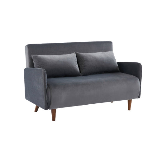 Sofá de 2 plazas tapizado en tela, color gris oscuro